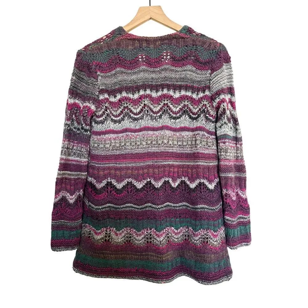 J JIll  Knit Cardigan Purple Multicolor Wool Blend XS Petite Cottagecore